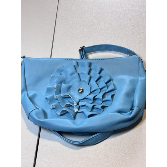 Women's Handbag Satchel Purse With Flower One Size CHUNS Turquoise NWT - Picture 3 of 5